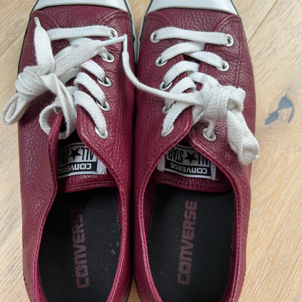 Converse Maroon All Star Leather Sneakers Size US8